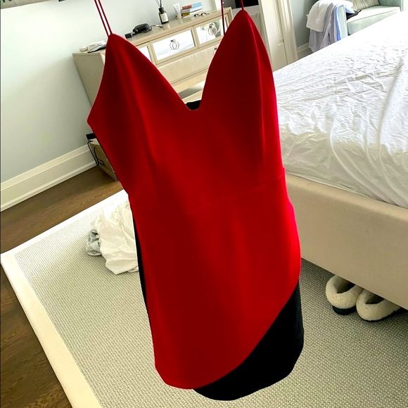 Alice & Olivia red & black bustier mini dress with plunge neckline - Picture 1 of 6